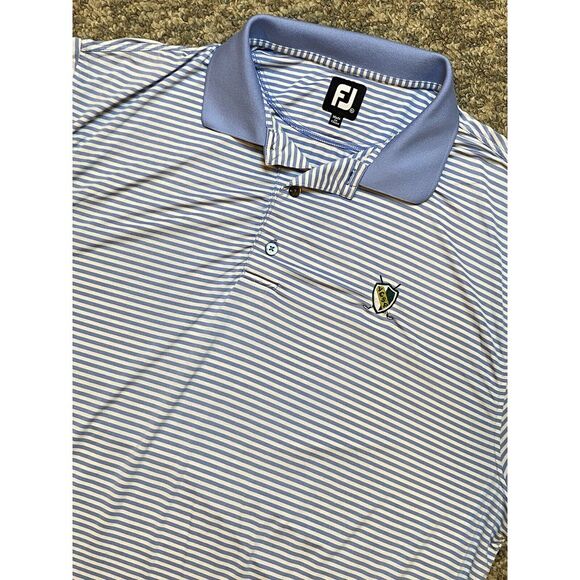 FootJoy Men's Size XL Navy Blue Stripe Polo Shirt Golf Shirt Polo Outdoor Golf - Picture 2 of 7